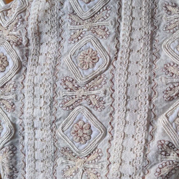 Christopher & Banks neutral button up embroidered vest - Picture 2 of 5